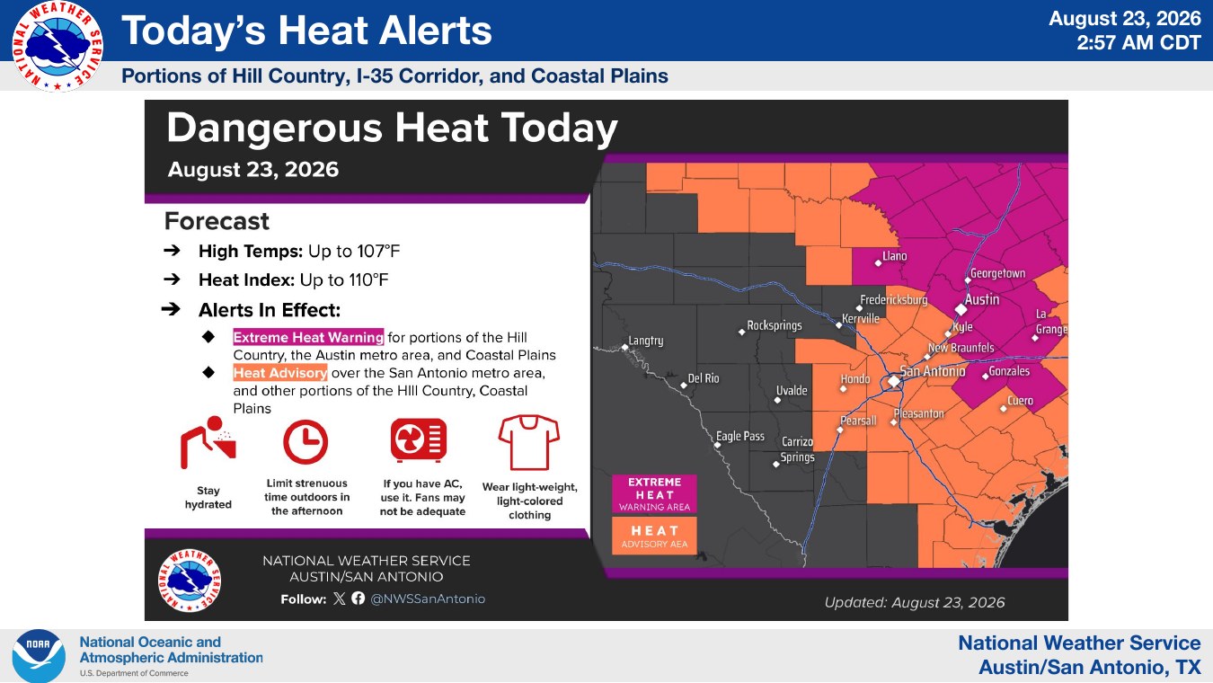 Page 2 of the archived National Weather Service report: Today's heat alerts and warning map