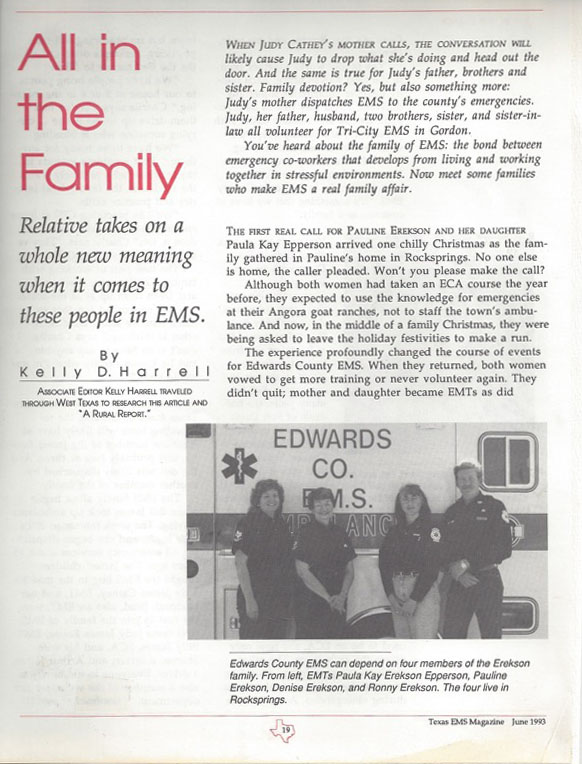 All in the Family article, Texas EMS Magazine, June 1993